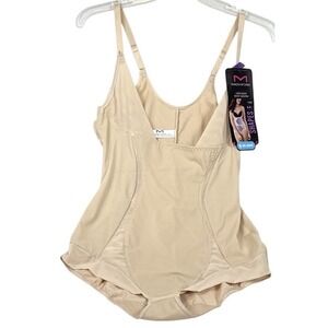 Maidenform Open Bust Shaper Bodysuit 2XL Firm Control DM5004 Beige